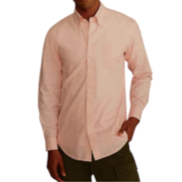 Lands’ End No Iron Supima Pinpoint Button down Dress Shirt 15 1 /2 - 34 Peach - Picture 1 of 11